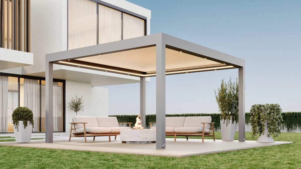 pergola retractabila skyfree cu lamele retractabile 5
