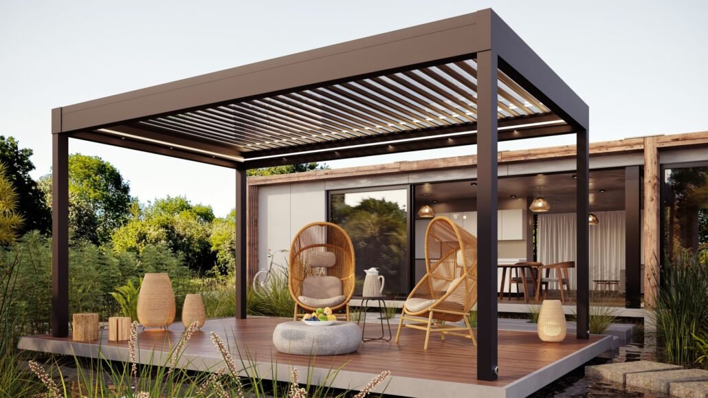 pergola retractabila skyfree cu lamele retractabile 7