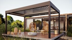 pergola retractabila skyfree cu lamele retractabile 7